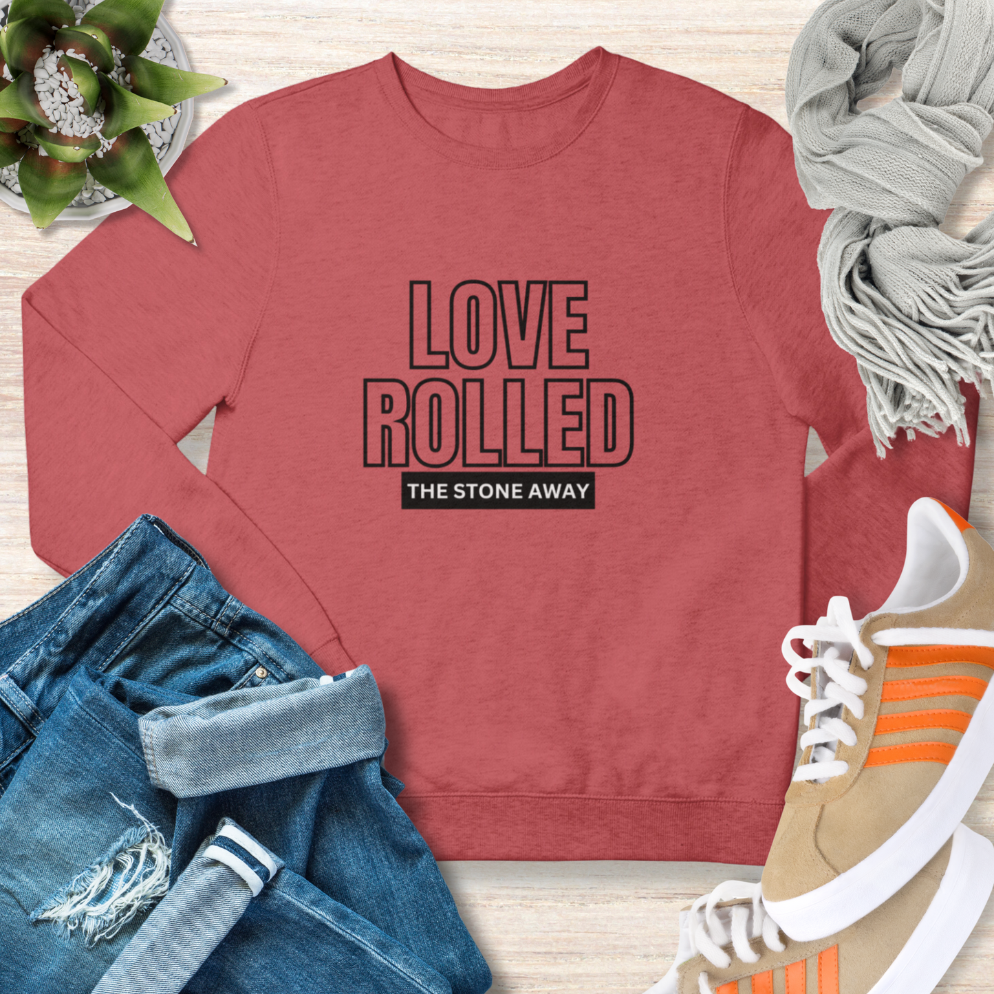 Love Rolled The Stone Away Christian Inspirational Sweatshirt