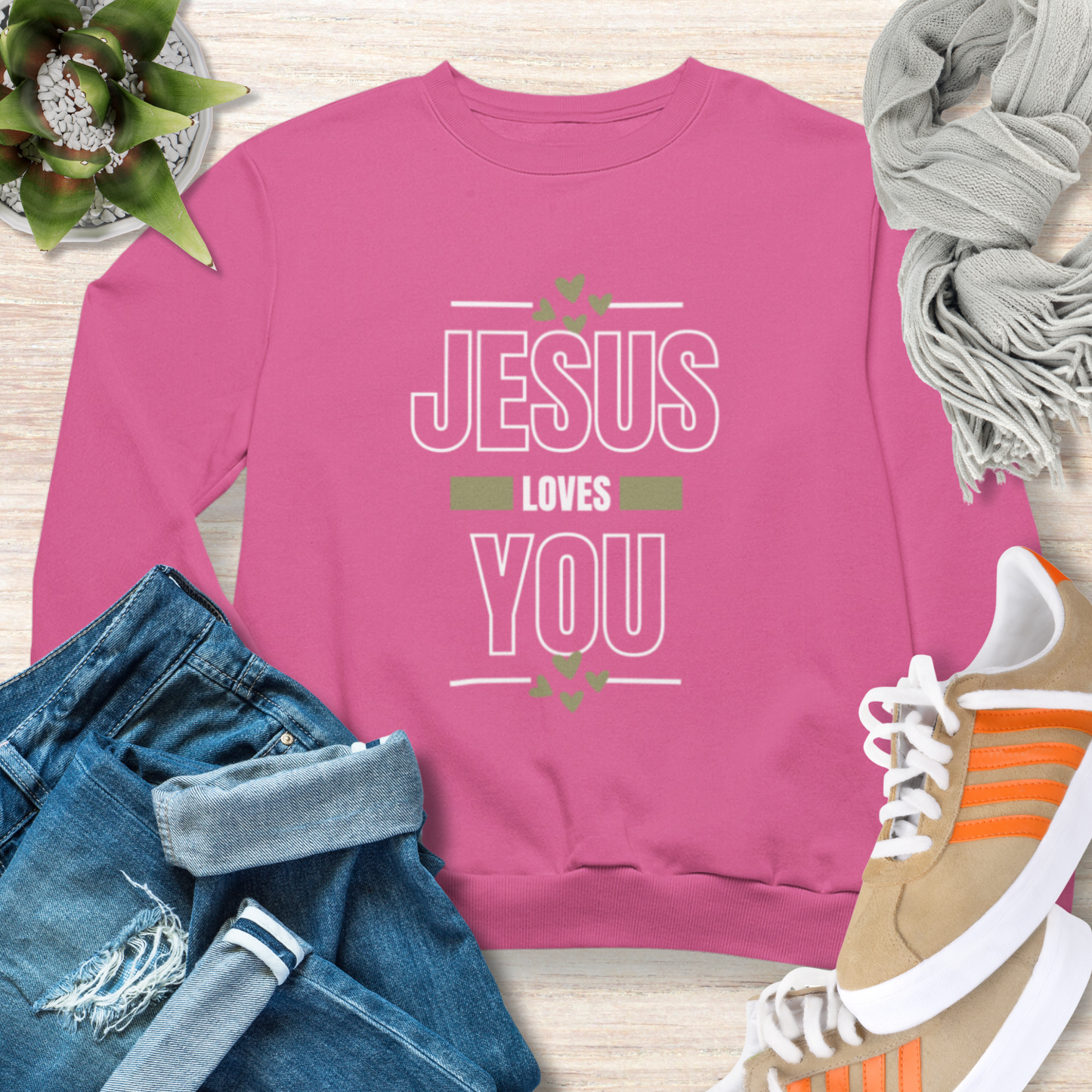 Jesus Loves You Cozy Christian Sweatshirt