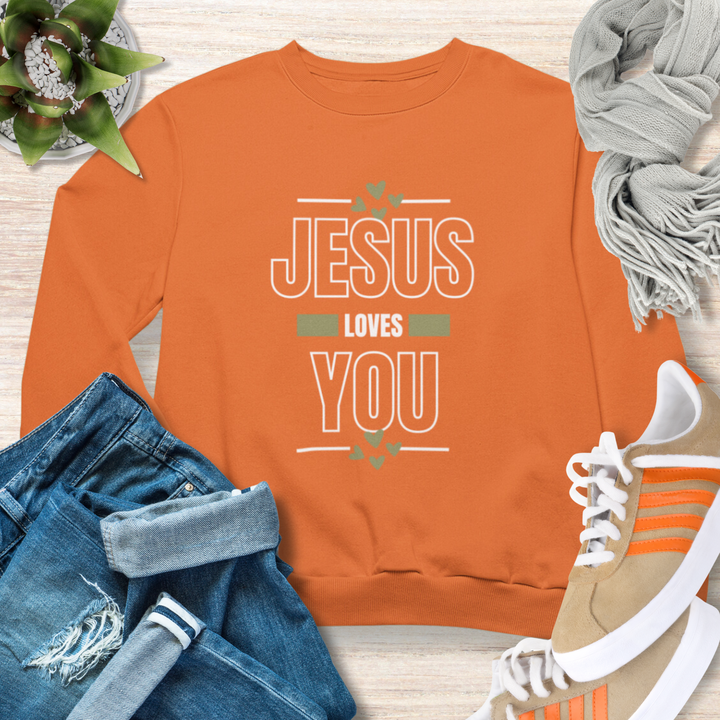 Jesus Loves You Cozy Christian Sweatshirt
