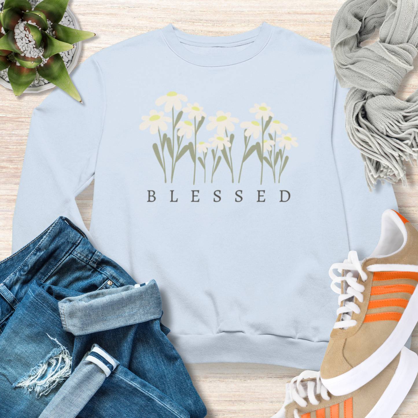 Blessed Sweatshirt Cozy Christian Sweatshirt Inspirational Women Sweatshirt