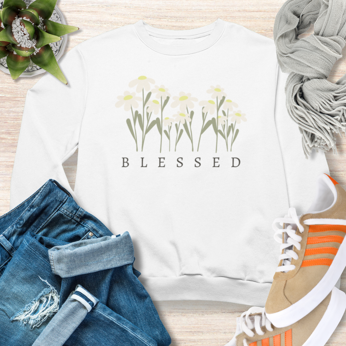 Blessed Sweatshirt Cozy Christian Sweatshirt Inspirational Women Sweatshirt