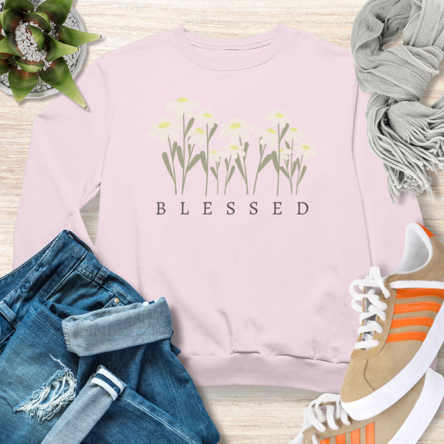 Blessed Sweatshirt Cozy Christian Sweatshirt Inspirational Women Sweatshirt