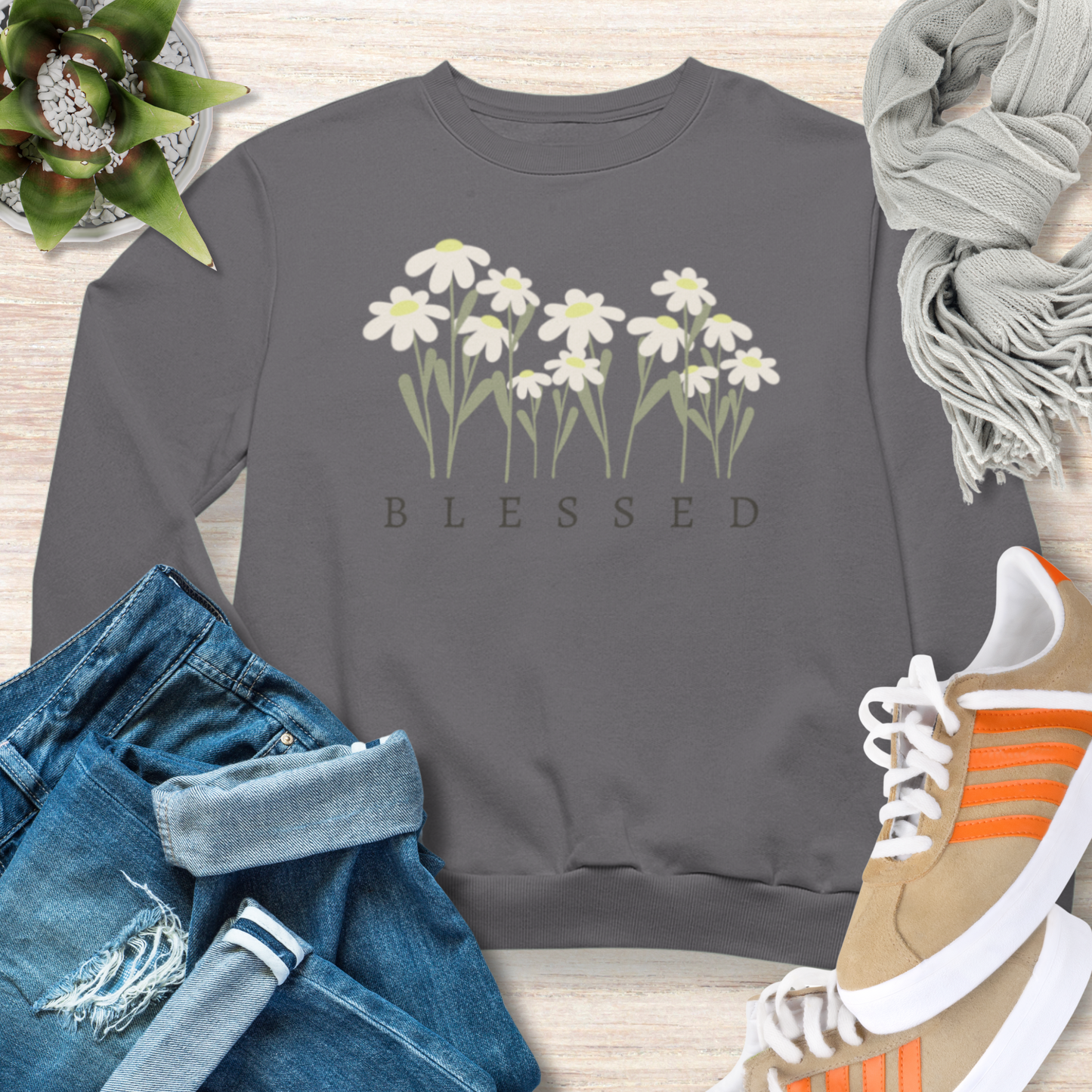 Blessed Sweatshirt Cozy Christian Sweatshirt Inspirational Women Sweatshirt