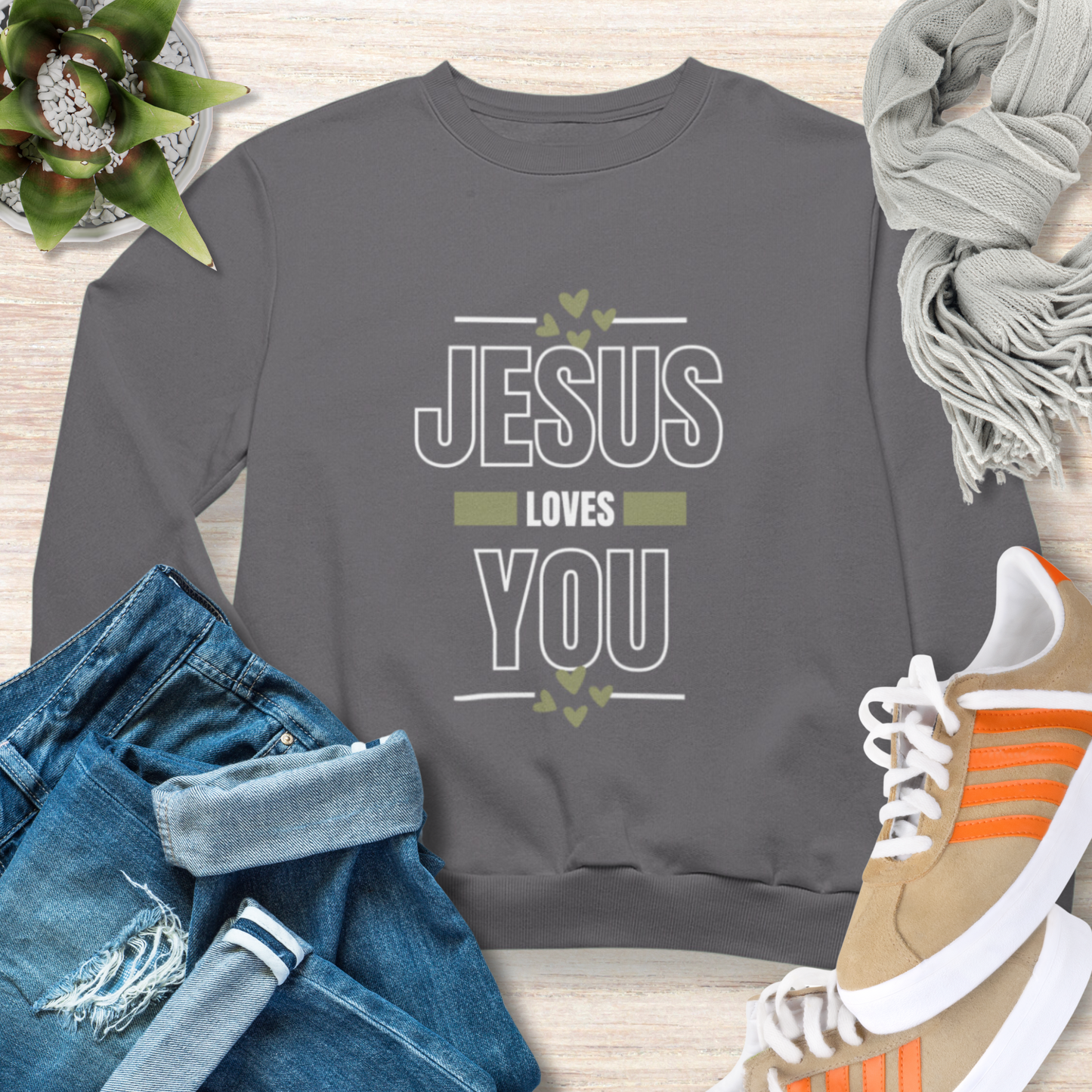 Jesus Loves You Cozy Christian Sweatshirt