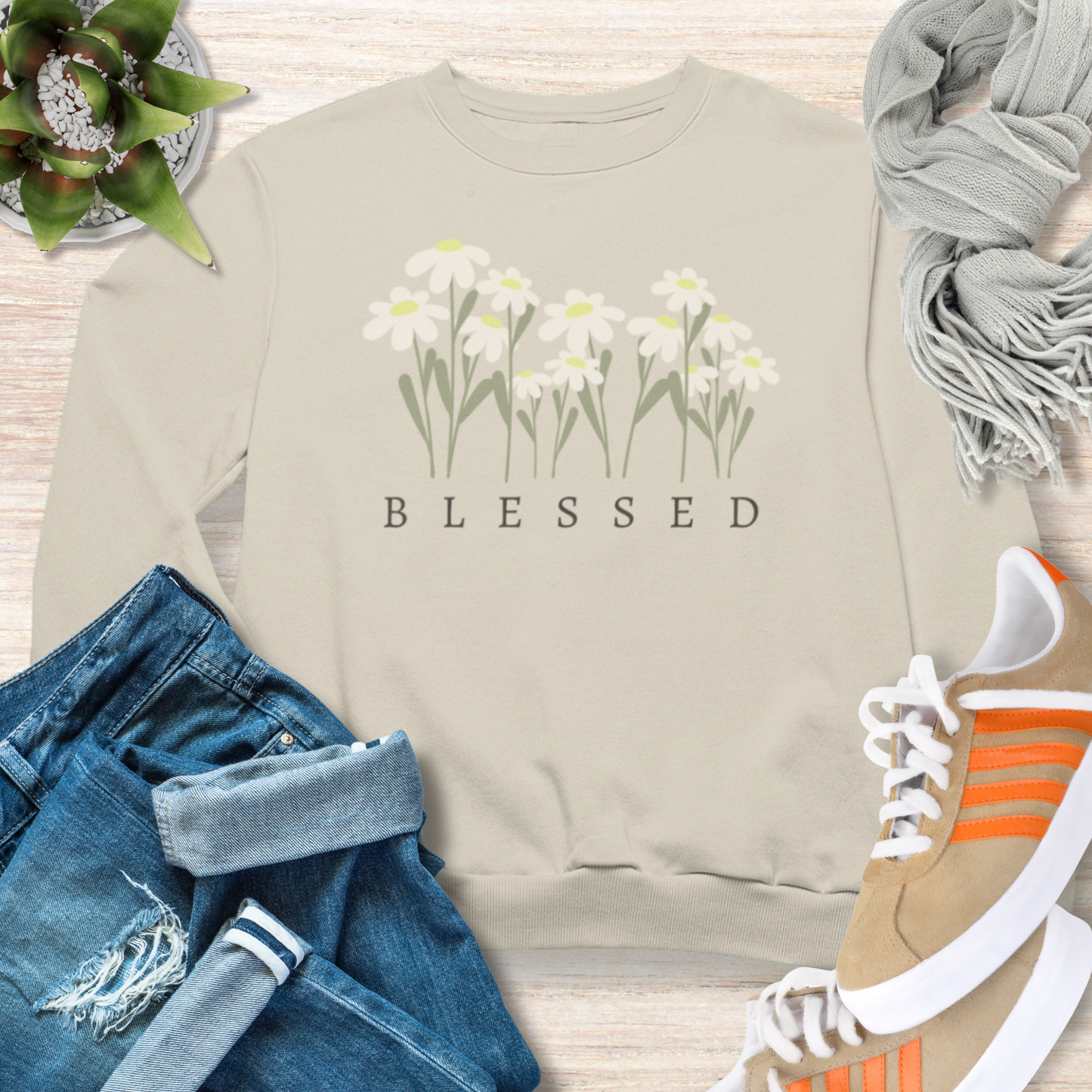 Blessed Sweatshirt Cozy Christian Sweatshirt Inspirational Women Sweatshirt