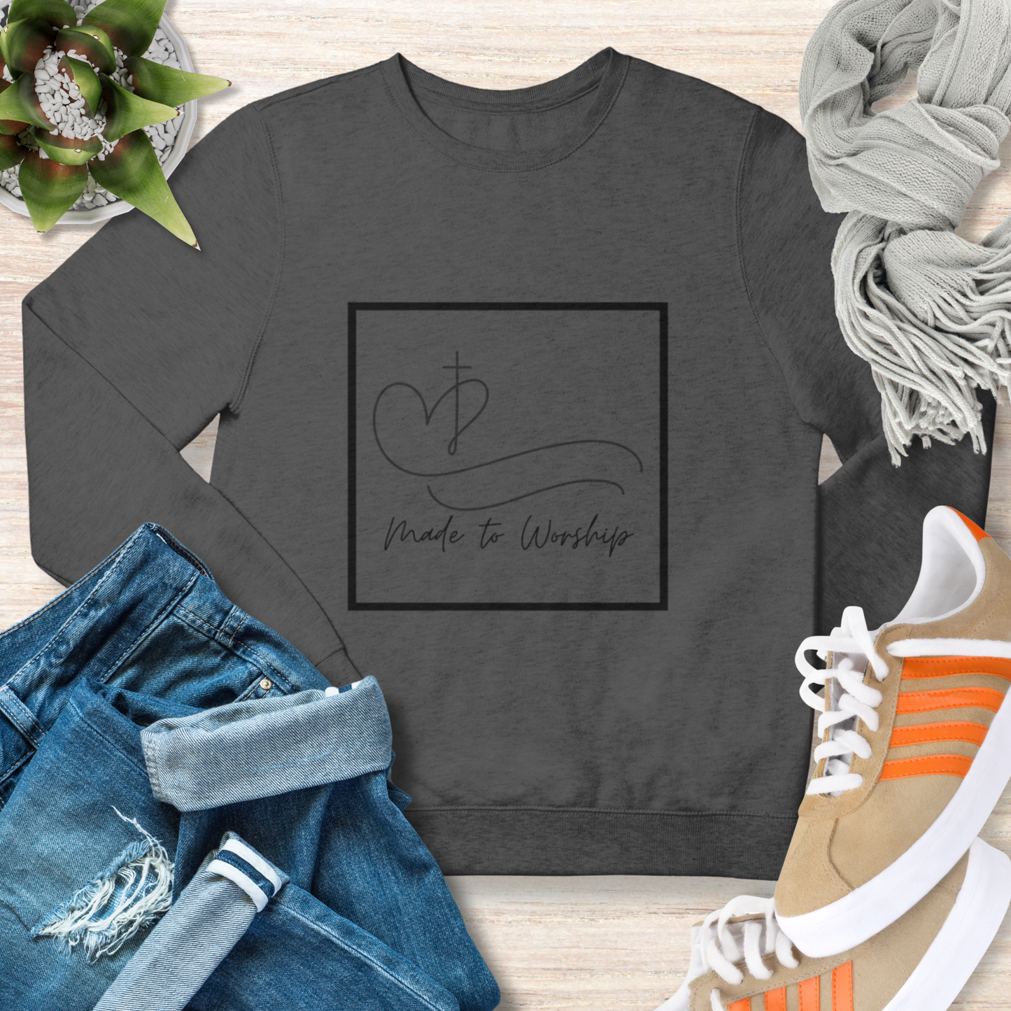 Made to Worship Sweatshirt Cozy Christian Sweatshirt