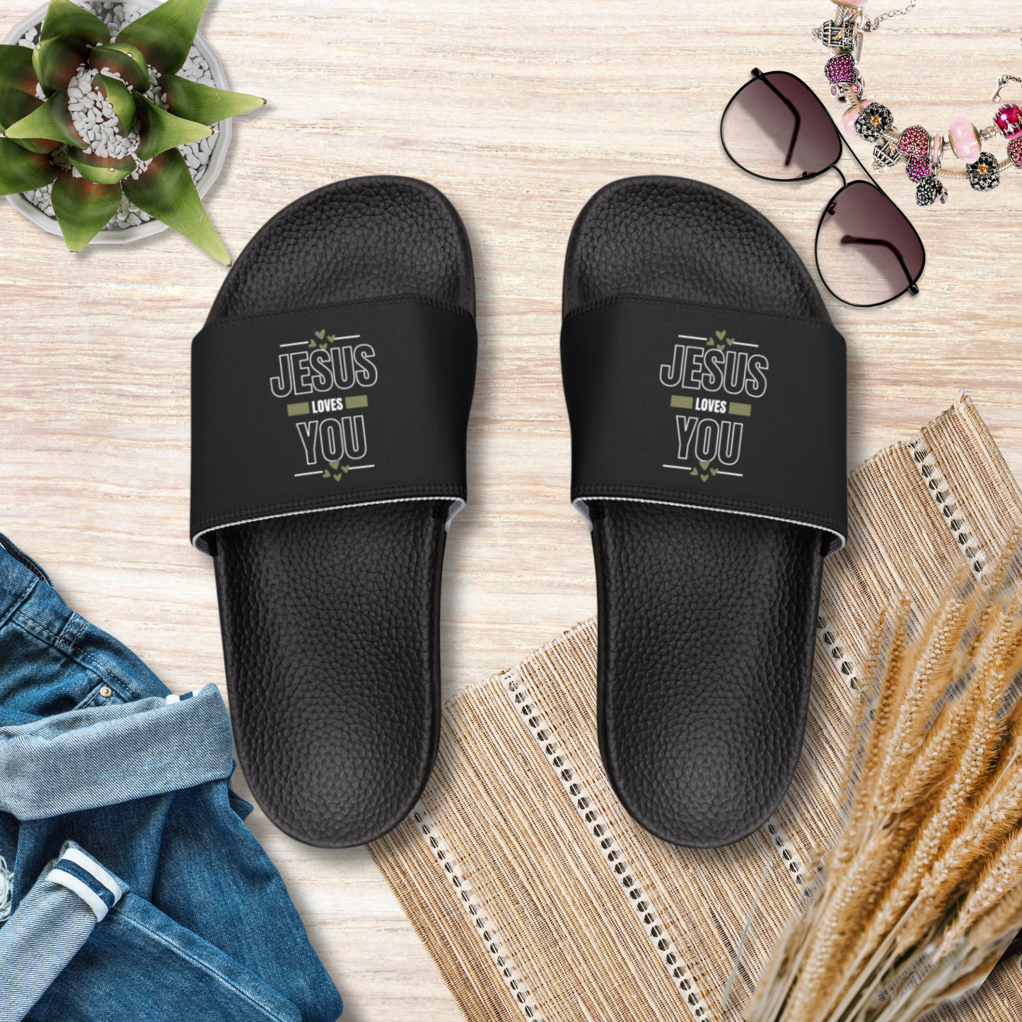 Jesus Loves You Christian Women's Removable Strap Sandals
