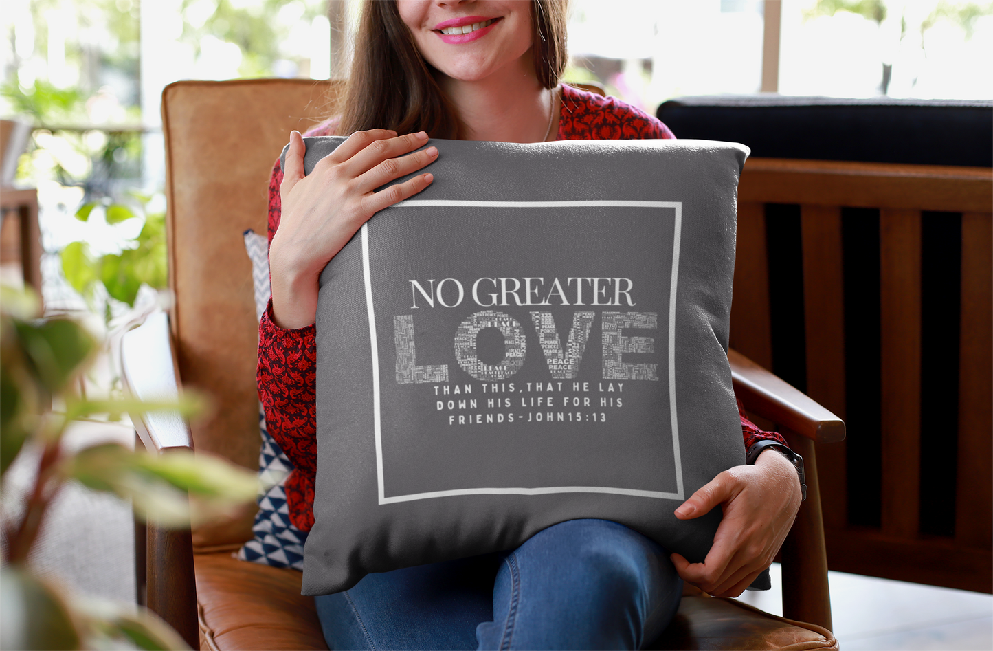 No Greater Love Christian Throw Pillow