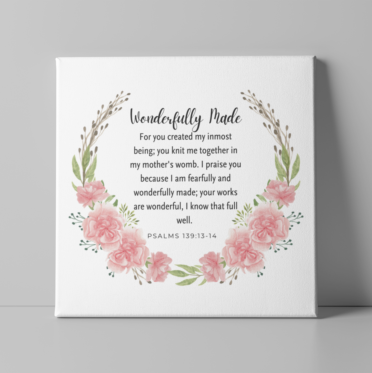 Wonderfully Made WallArt Christian Canvas, Psalm 139:14 Wall Decor, Christian WallArt, Christian Canva, Christian Stretched, 1.25"