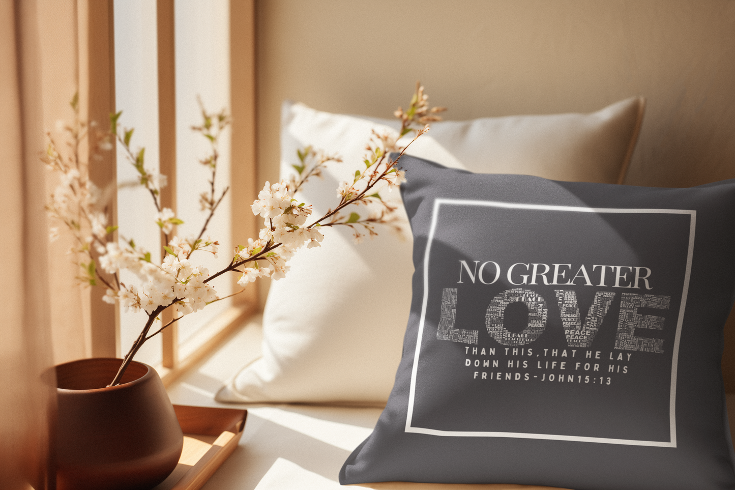 No Greater Love Christian Throw Pillow
