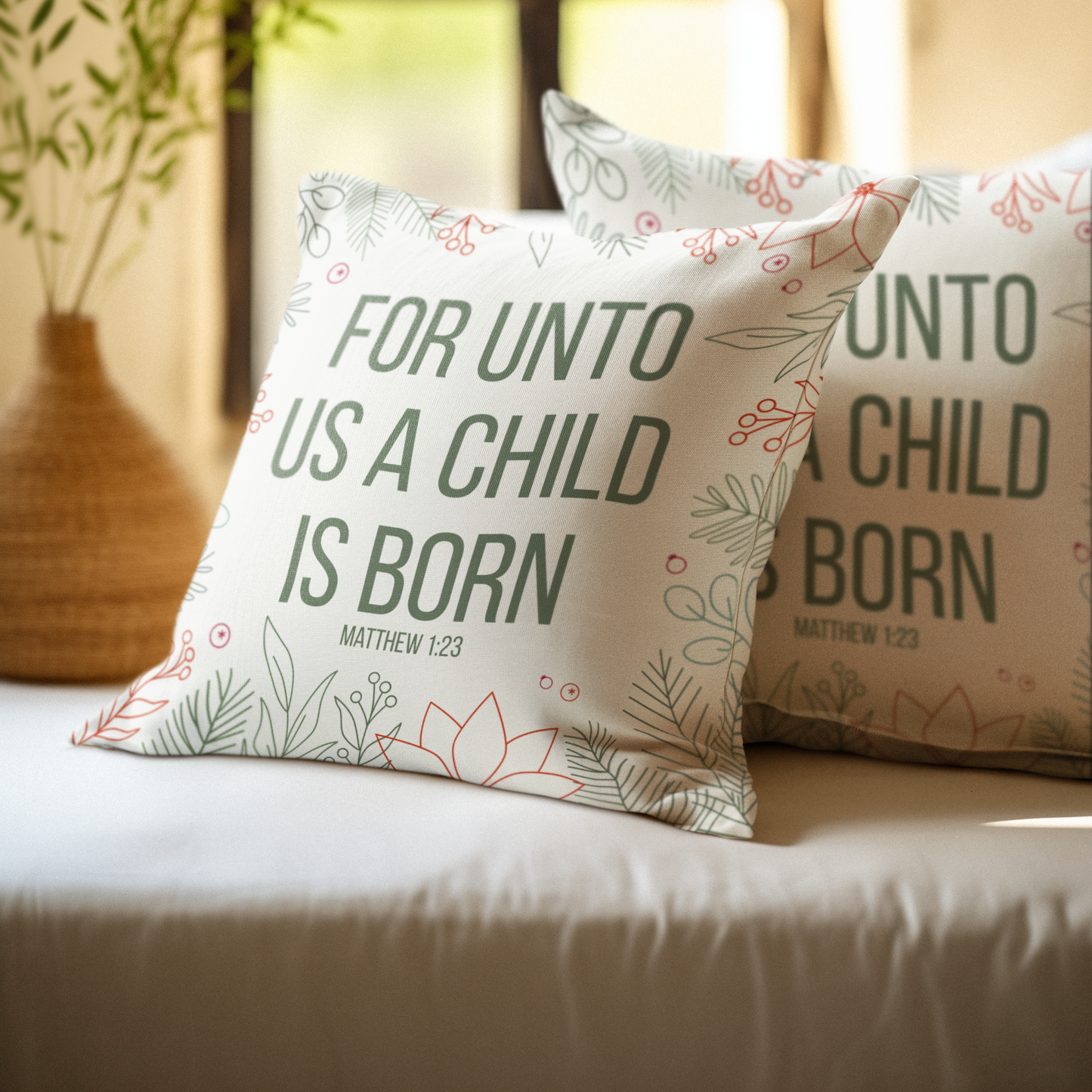 A Child Is Born Christian Christmas Pillow Holiday Home Decor Throw Pillow