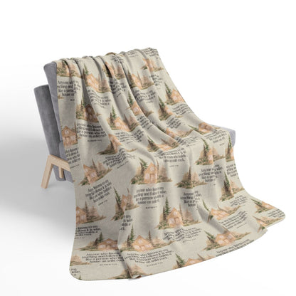 House on the Rock Christian Prayer Blanket with Comforting Bible Verse Sherpa Blanket