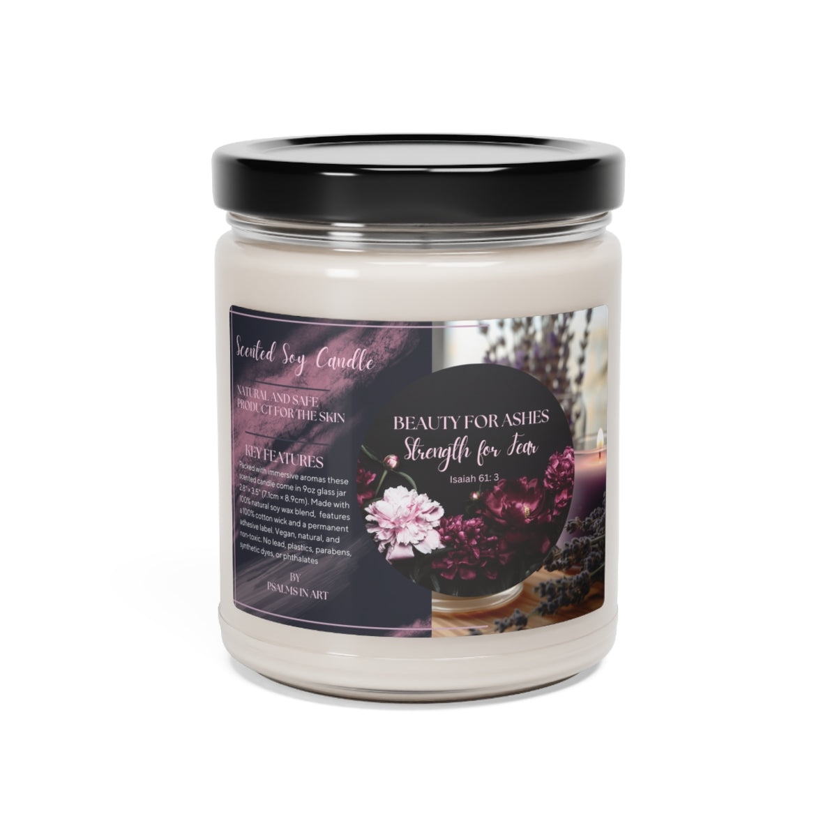 Beauty for Ashes Christian Scented Candle with Bible Verse Christian Candles with Scriptures Soy Christian Candle in 9oz Christian Candle Gift