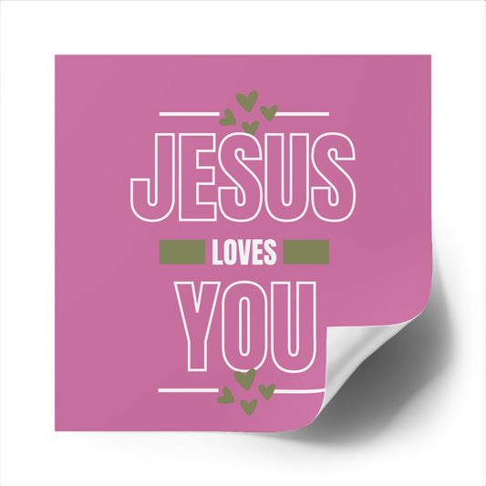 Christian Stickers, Jesus Loves You, Scripture Sticker, Christian Vinyl Sticker in Pink