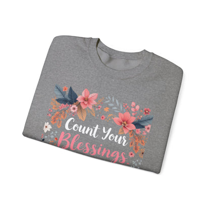 Count Your Blessings Sweatshirt Cozy Christian Sweatshirt Inspirational Women Sweatshirt