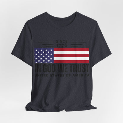 In God We Trust Christian American Flag Tshirt with US Flag