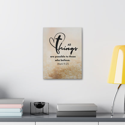 All Things are Possible Wall Art Christian Faith Canvas with Scripture Art Prints and Bible Verse Art Canvas Stretched in 1.5''