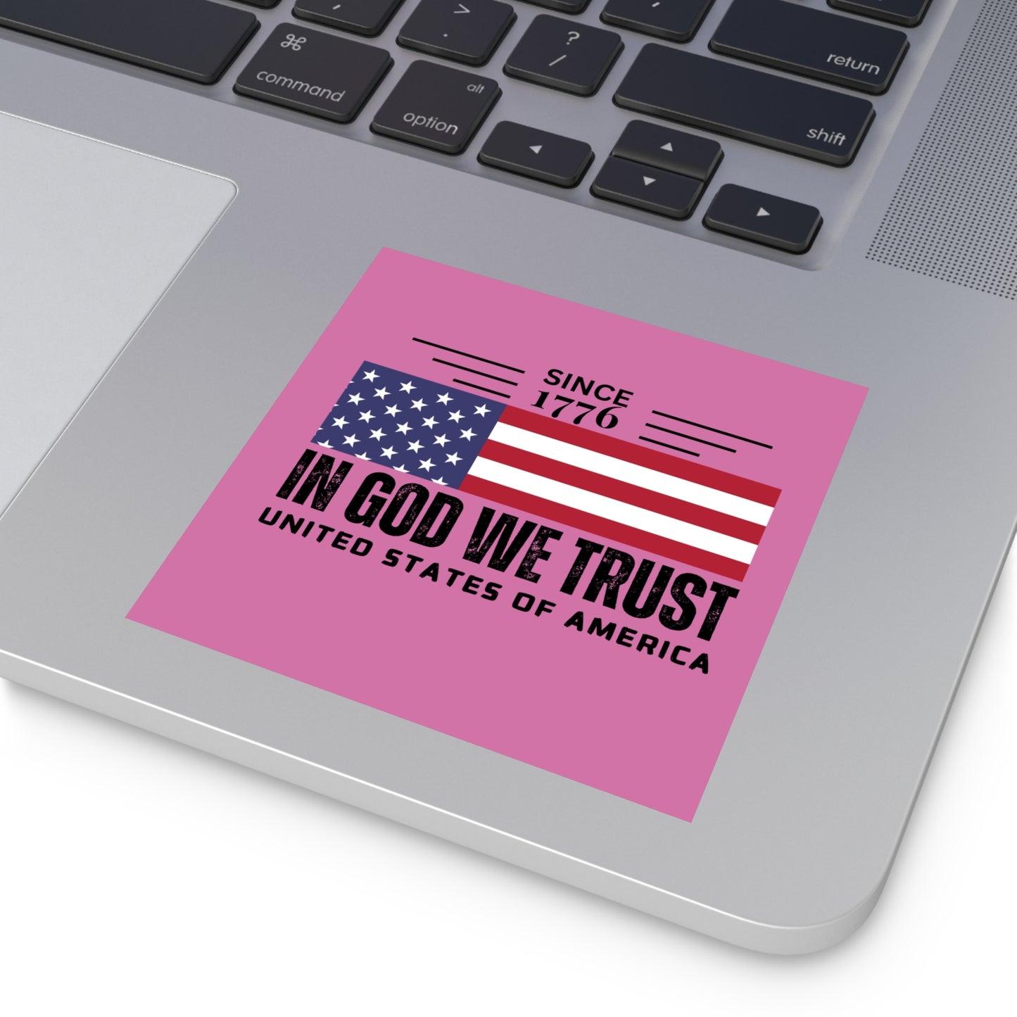 In God We Trust American Christian Sticker with US Flag Sticker In Pink