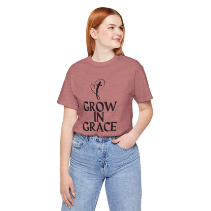 Grow in Grace Inspirational, Comfortable Church Tee with a Positive Message Ideal Christian Gift Idea for Men and Women.