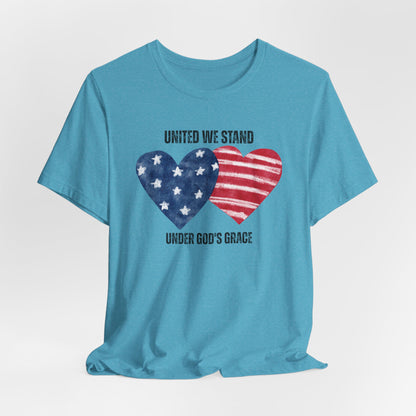 United We Stand Under God's Grace USA Christian Tshirt