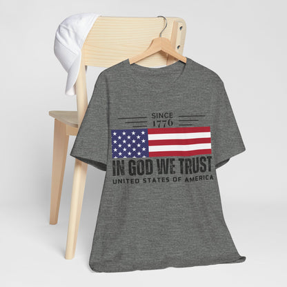 In God We Trust Christian American Flag Tshirt with US Flag