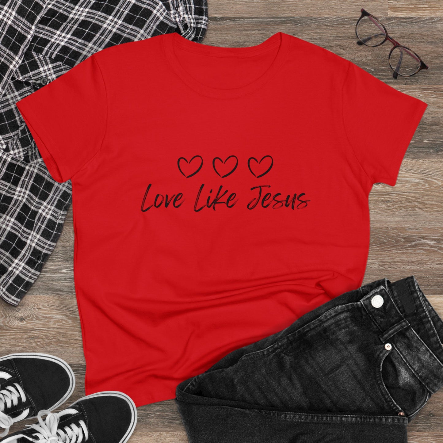 Love Like Jesus Women's Midweight Cotton Tee for Christian Mom Tshirt with Bible Verse Midweight Tshirt Gifts for Christian Moms