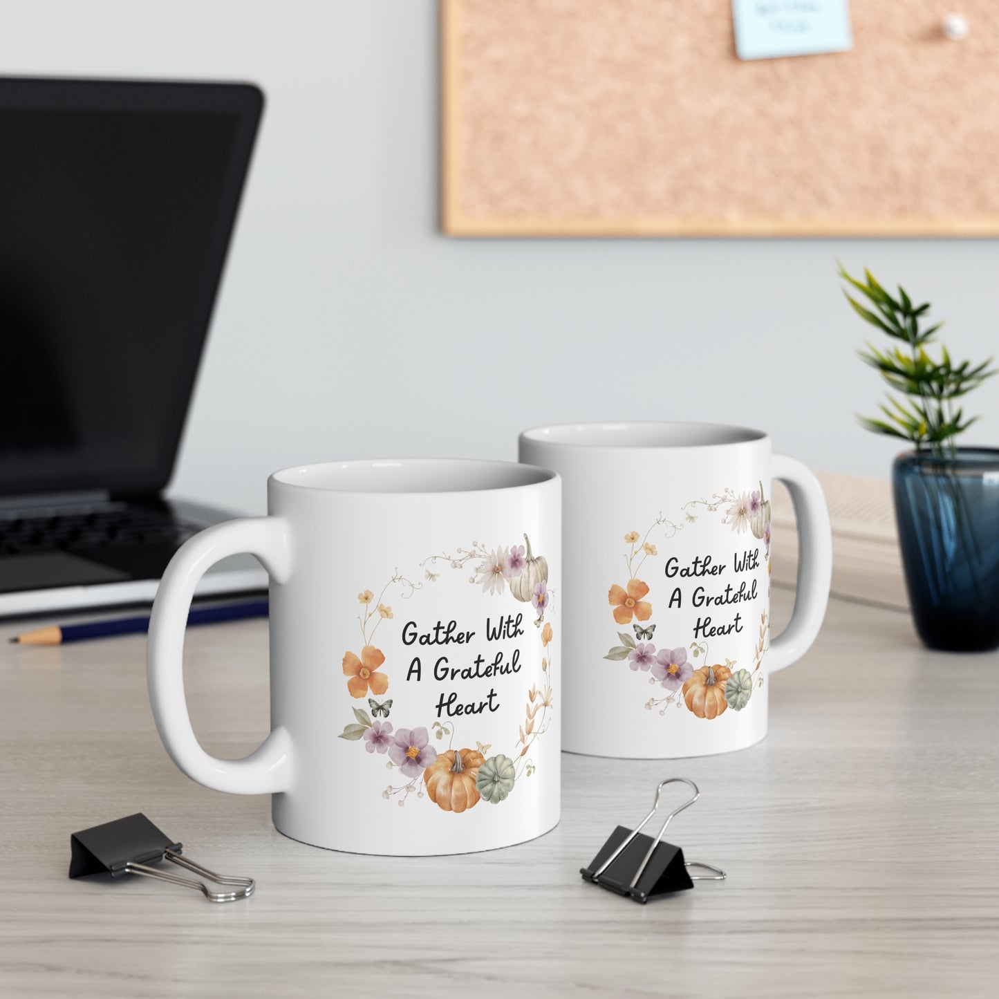Gather with Grateful Hearts Christian Coffee Mug 11oz