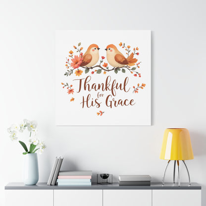 Thankful for His Grace WallArt Christian Canvas, Thankful WallArt, Thanksgiving WallArt Canva, Christian Stretched, 1.25" Christian Wall Art