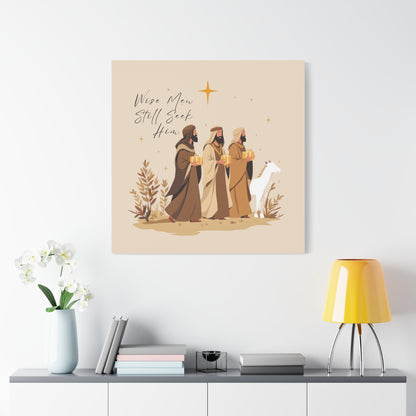 Canvas Wall Art, Christmas Nativity Scene Decor, Wise Men Still Seek Him, Religious Holiday Decoration, Matte Stretched 1