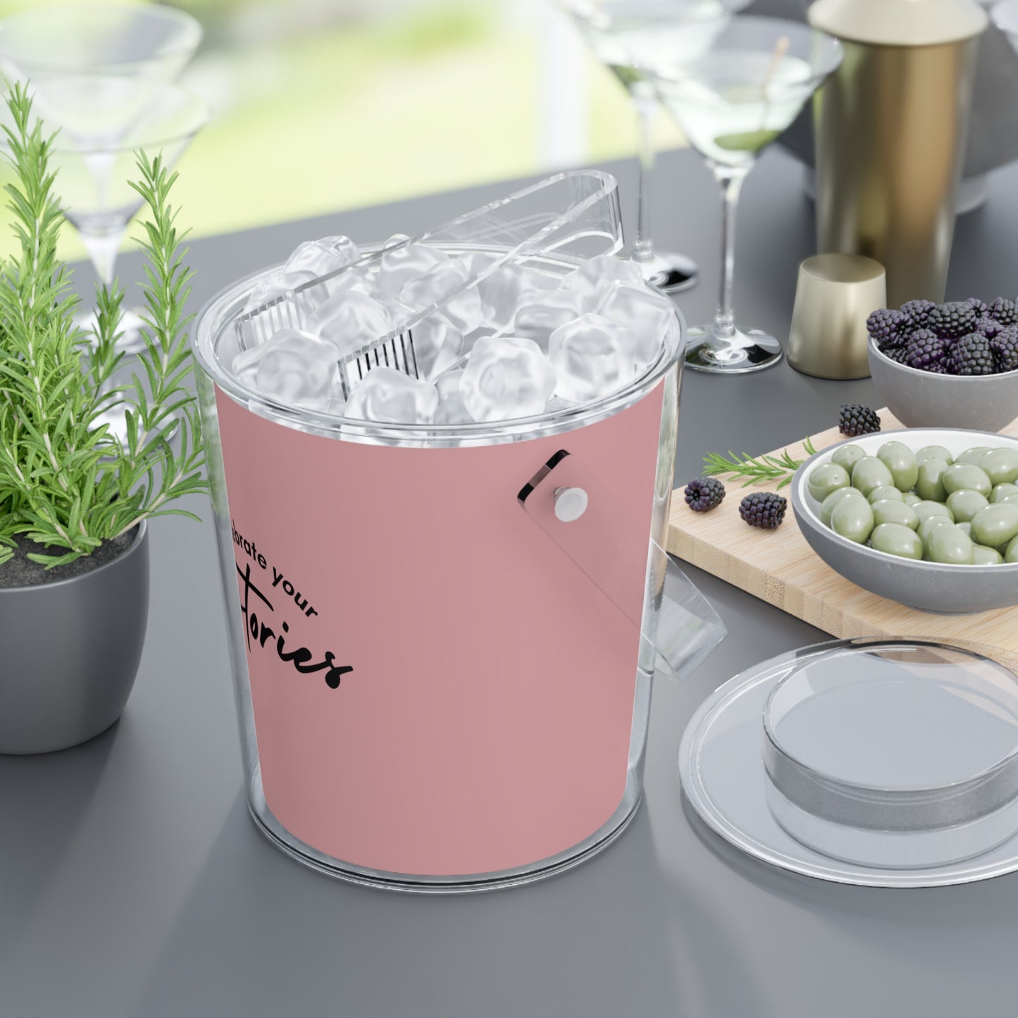 Celebrate Your Victory Ice Bucket with Tongs Storage Bin for Ice Cubes to Keep Ice Frozen for Parties and Events Ice Bucket with Tongs and Lid