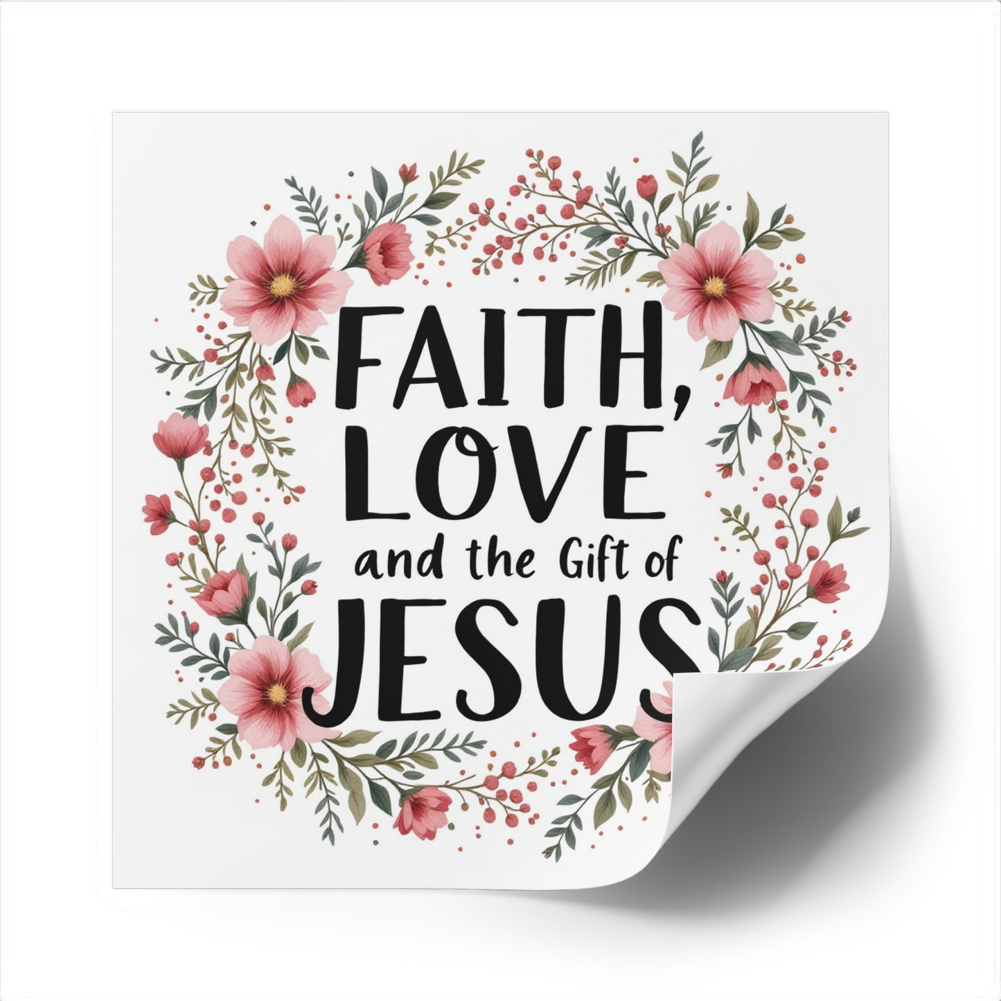 Faith Love and the Gift of Jesus, Christmas Gift, Christian Vinyl Sticker, Christmas sticker