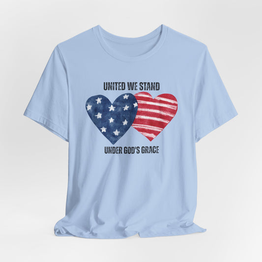 United We Stand Under God's Grace USA Christian Tshirt