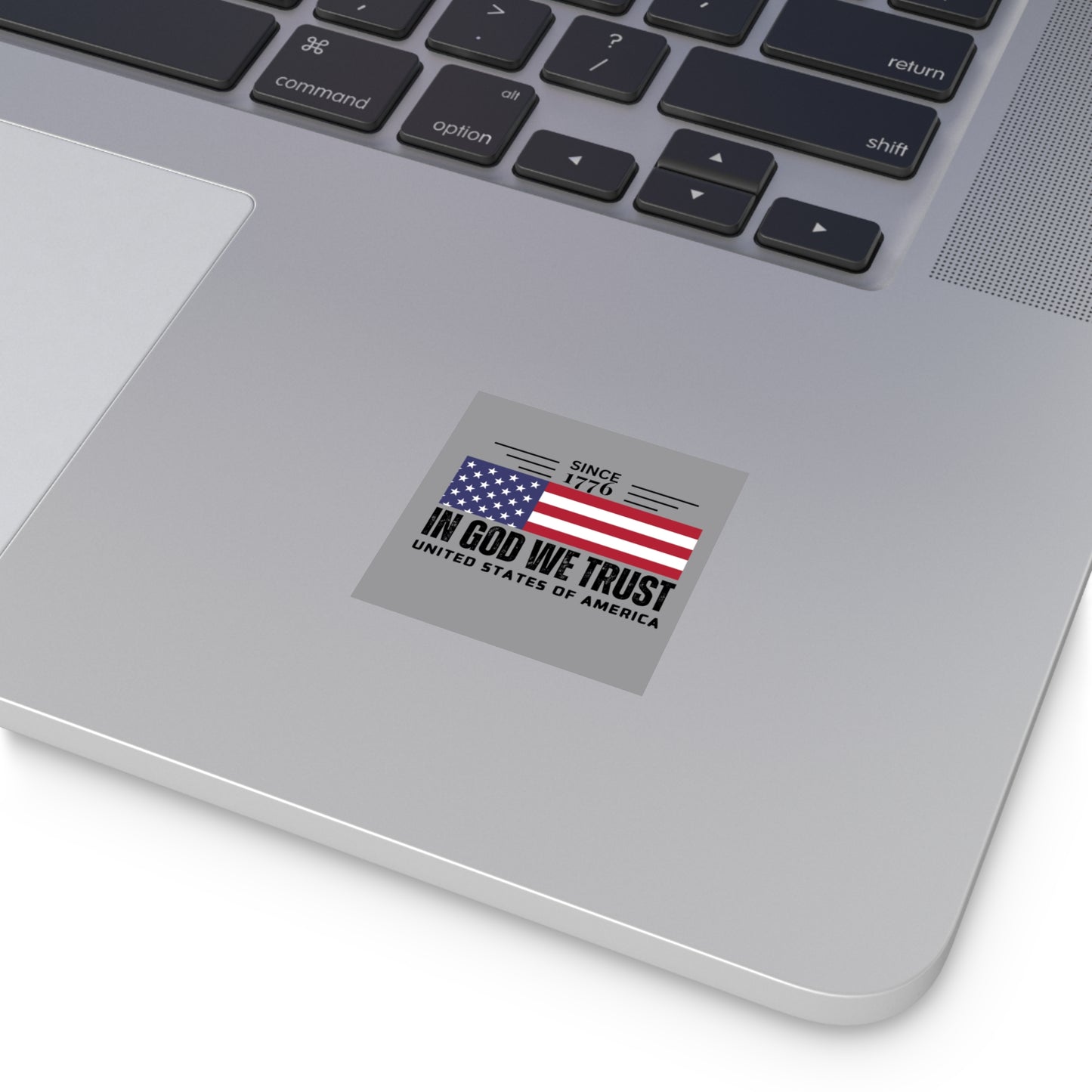 God We Trust American Christian Sticker with US Flag Sticker In Grey