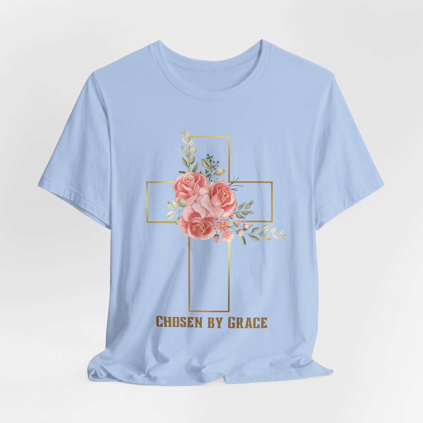 Chosen by Grace Inspirational Christian T-Shirt with Bible Verse and Cross Design Ideal Christian Gift Ideas for Women