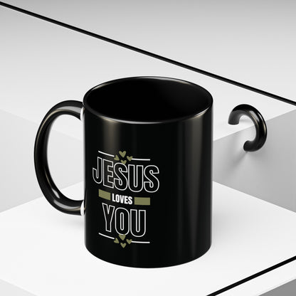 Jesus Loves You Mug with Bible Verse Christian coffee mugs for Mom Christian Coffee Mug with Inspirational Message Accent Coffee Mug in 11oz Coffee Mug in 15 oz for coffee lovers