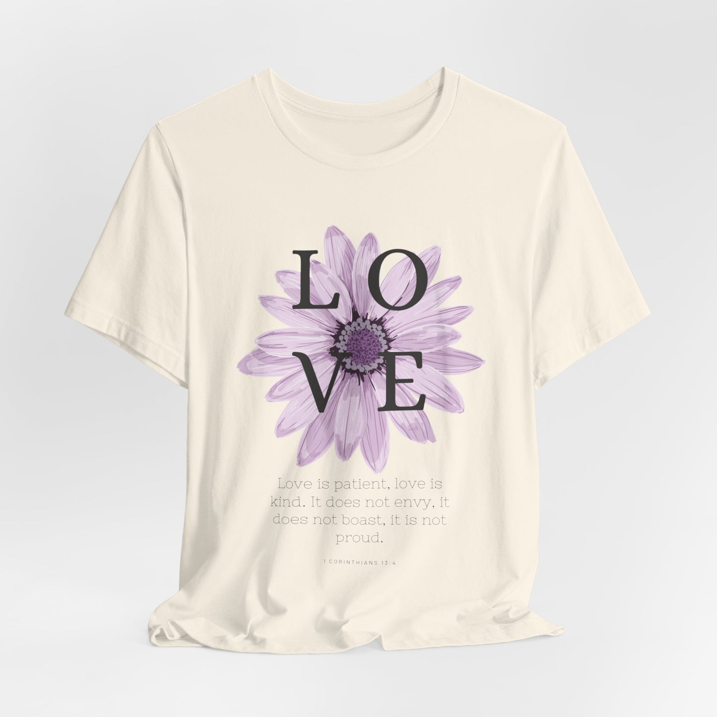 Love is Patient Scripture Wear Christian T-Shirt with Religious Graphics Ideal Religious Gift Ideas for Women