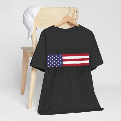 In God We Trust Christian American Flag Tshirt with US Flag