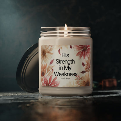 His Strength in My Weaknesses Christian Candle