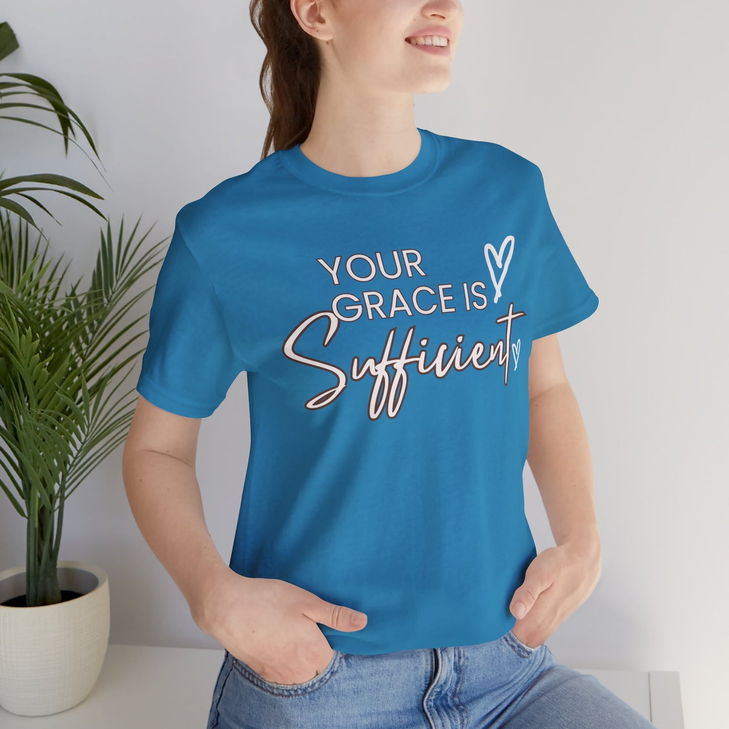 You Grace is Sufficient Inspirational Comfortable Church Tee with a Positive Message Ideal Christian Gift Ideas for Men and Women.