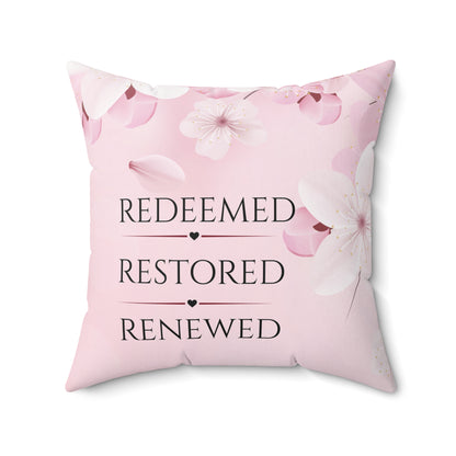 Redeemed Renewed Restored Throw Pillow| Christian Throw Pillow