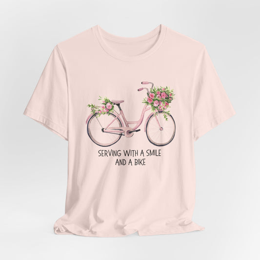 Serving With A Smile and A Bike Christian Tshirt