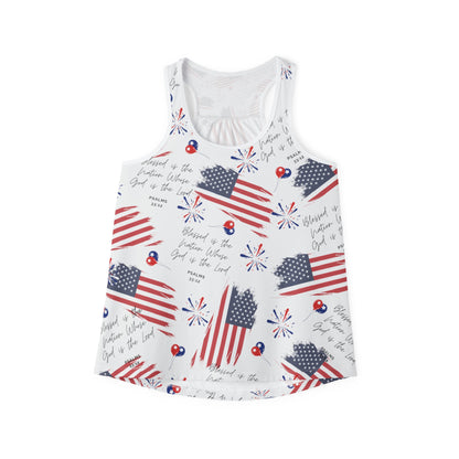 God and Country Womens Tank Top for Christian Women US Flag Tank Top with Blessed is the Nation Bible Verse Women Tank Top American Flag Tank Top