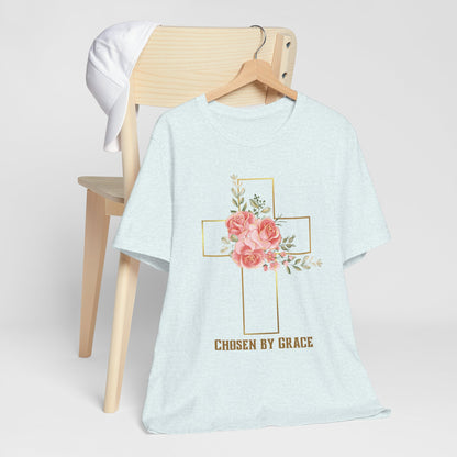 Chosen by Grace Inspirational Christian T-Shirt with Bible Verse and Cross Design Ideal Christian Gift Ideas for Women