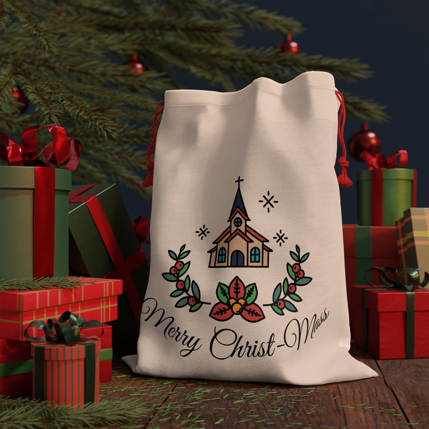 Merry Christ Mass, Christian Christmas Gift Bag