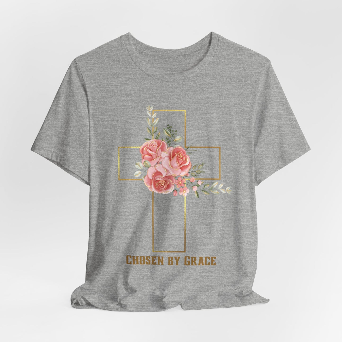 Chosen by Grace Inspirational Christian T-Shirt with Bible Verse and Cross Design Ideal Christian Gift Ideas for Women