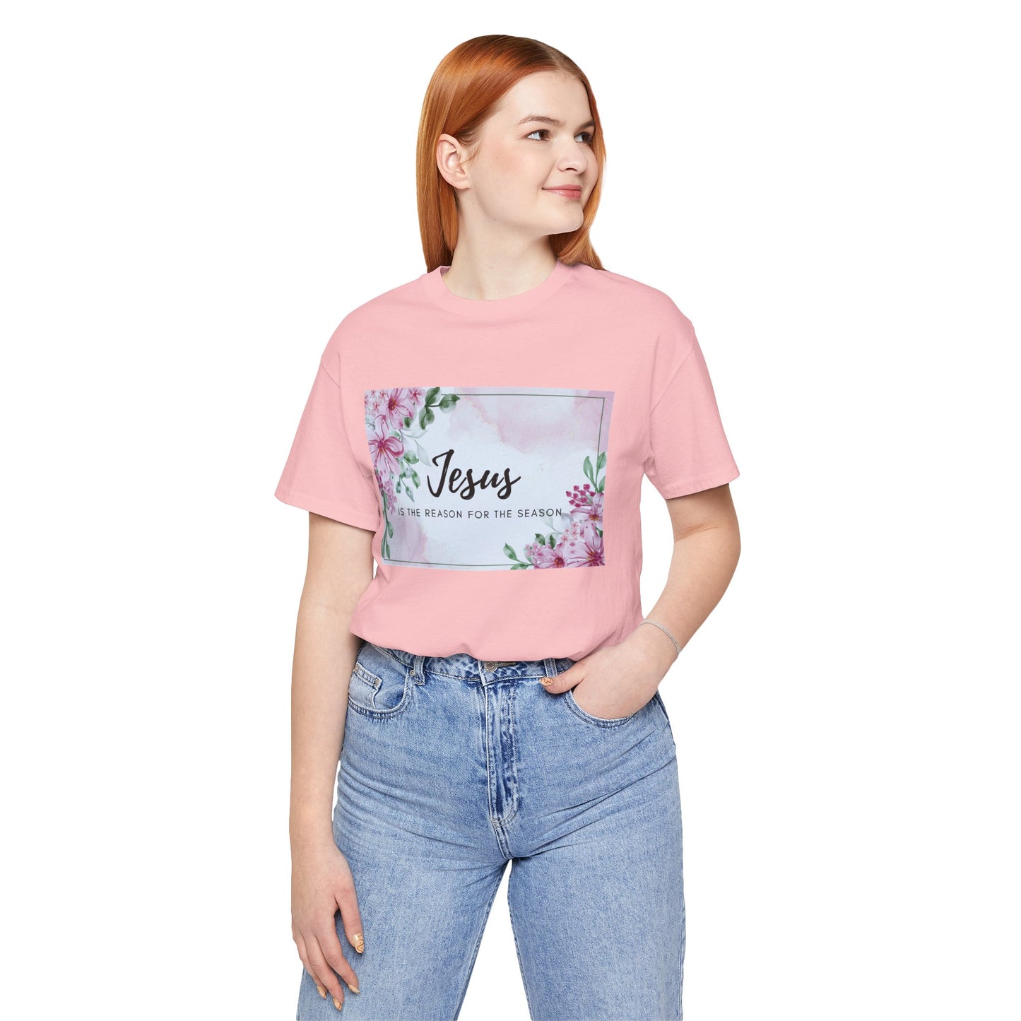 Jesus is the reason for the season Jesus-inspired Shirt with Flower Graphics Ideal Christian Gift Ideas for Women