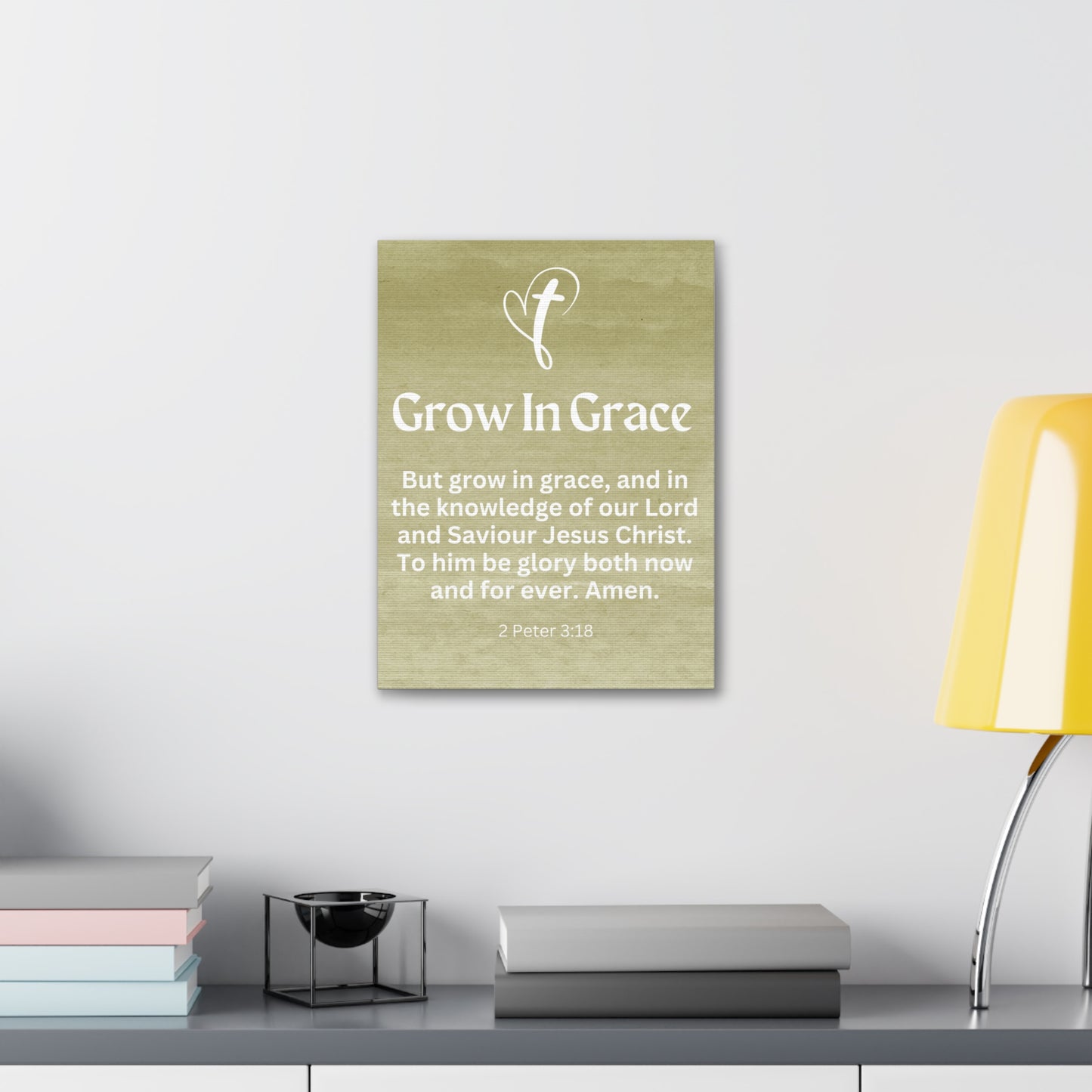 Grow in Grace Christian Faith Wall Art Decor Canvas Scripture Art Prints and Bible Verse Art Canvas Stretched in 1.5''