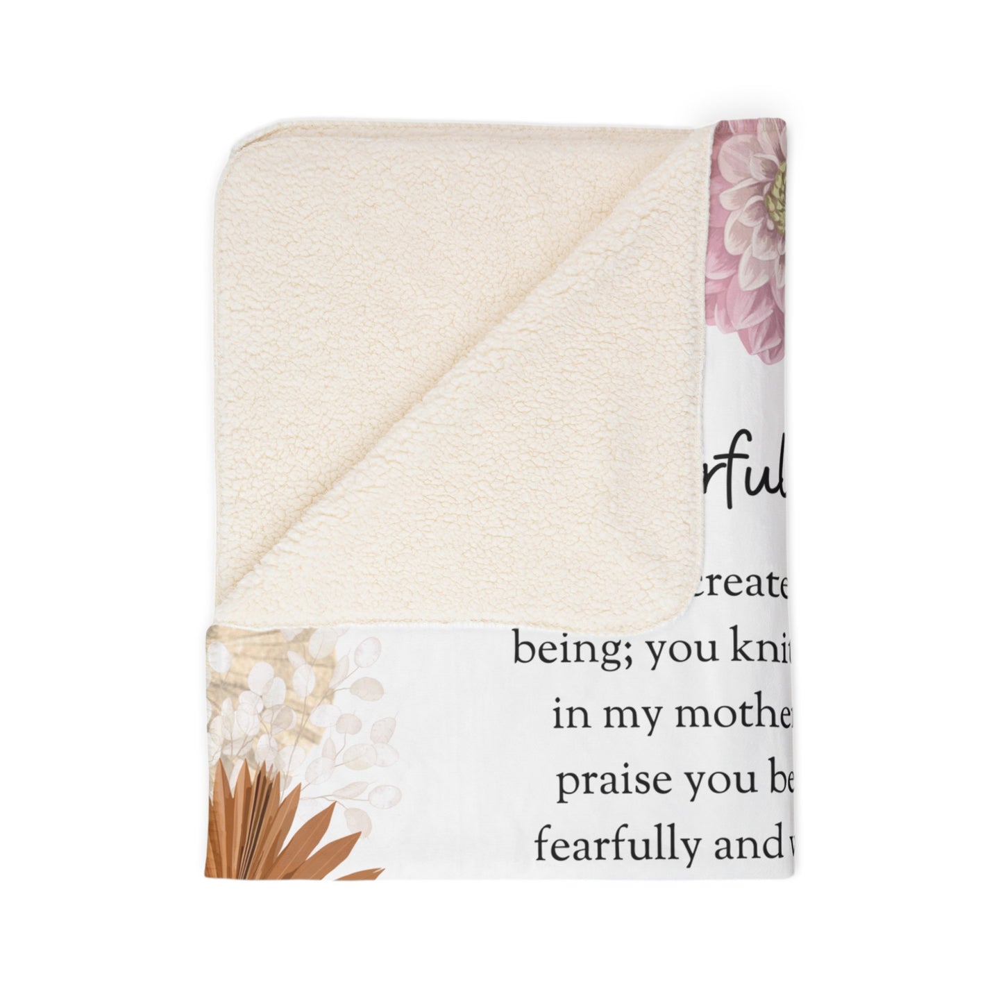 Wonderfully Made Christian Fleece Sherpa Blanket for Christian Mom Prayer Blanket with Bible Verse