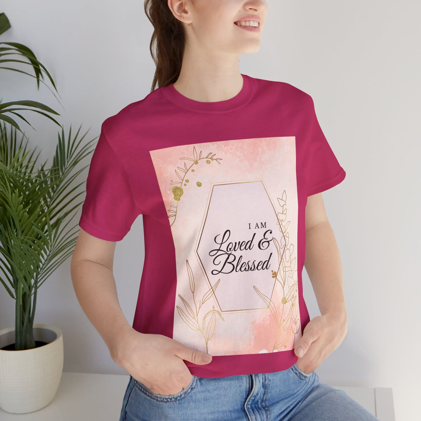 I am Loved and Blessed Comfortable Church Tee and Faith Inspired Christian T-Shirt Ideal Religious Gift Ideas for Women