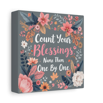 Thanksgiving WallArt Canva, Count Your Blessing Wall Art with Matte Canvas, Christian Stretched, 1.25" Christian Wall Art